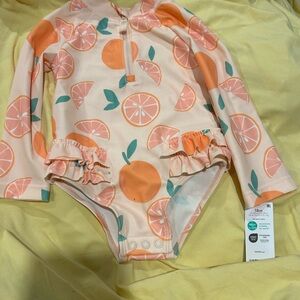 Carter's Peach and Green Kids Swim Rashguard
